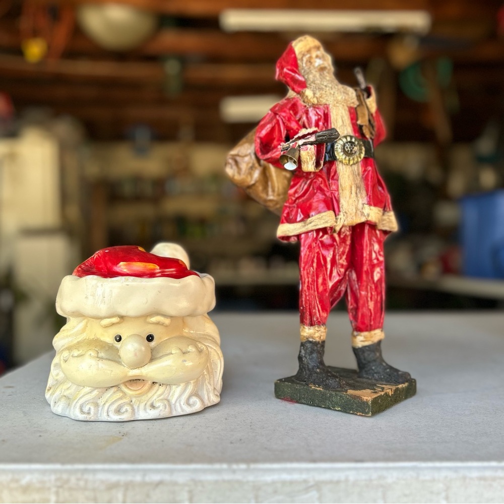 Vintage santa cookie jar and paper meche